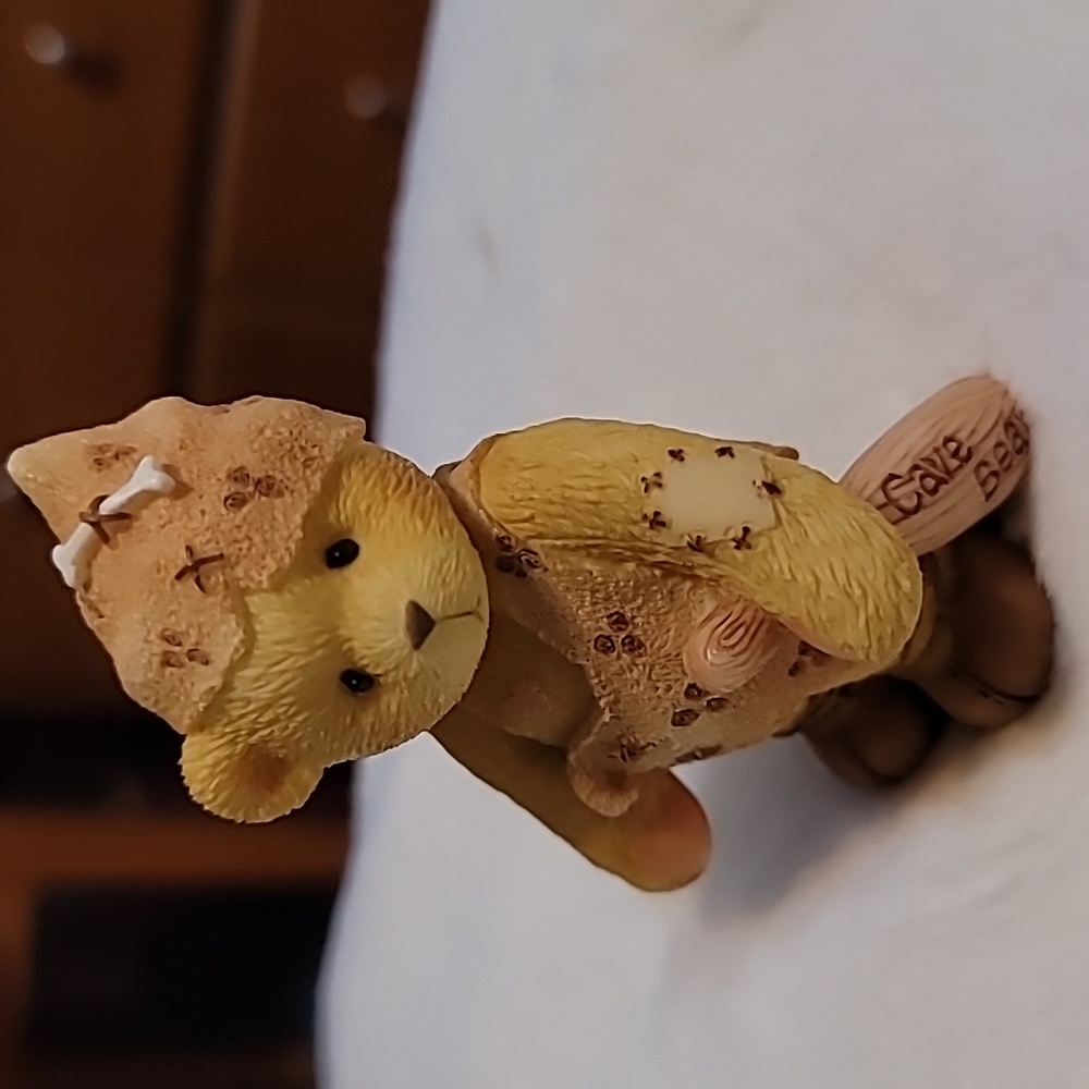 CHERISHED TEDDIES - HUNTER "Me Cavebear, You Friend" 1998 ENESCO Bear Figurine